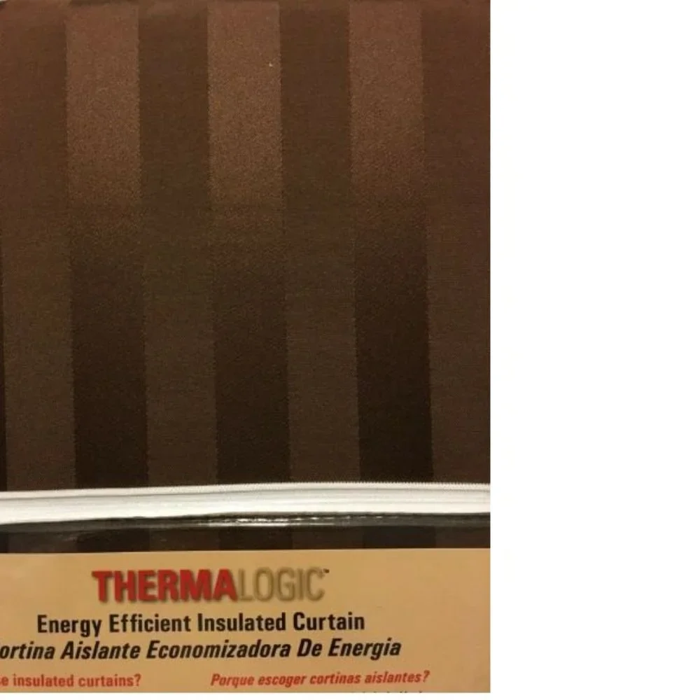 THERMALOGIC Energy Insulated Curtain 72X84 Chocolate Brown Bristol Stripe Panels